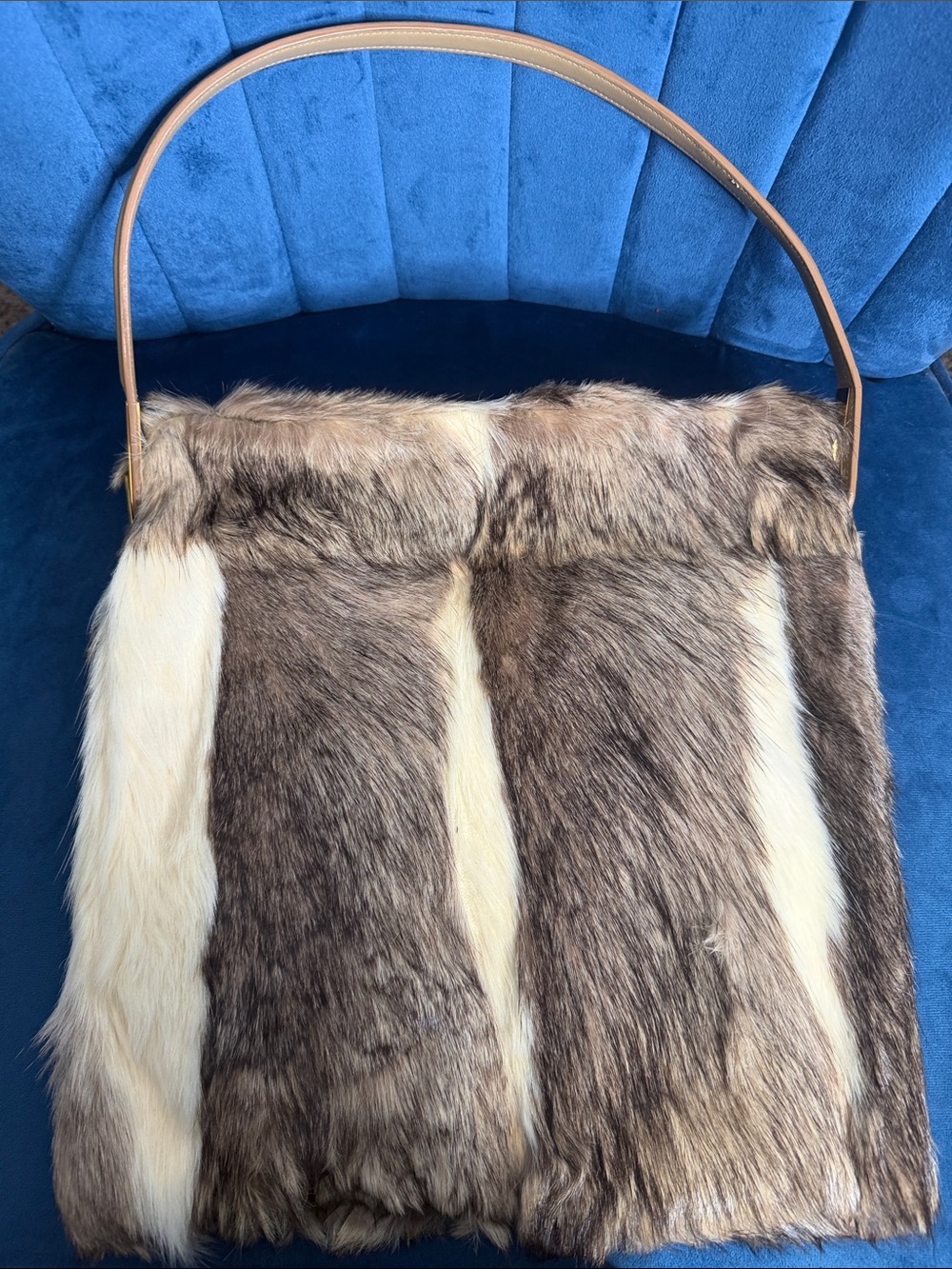 Dolce & Gabbana Vintage Paneled Fox Fur Leather Shoulder Bag